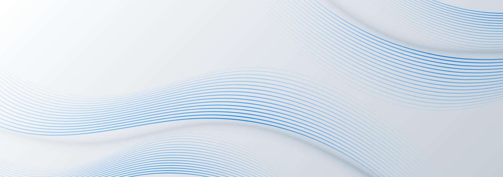 Abstract blue wave background with white lines vector