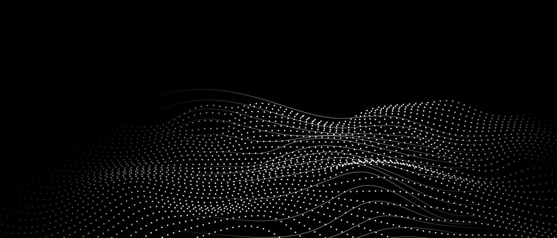 Abstract background with lines and dots on black background vector