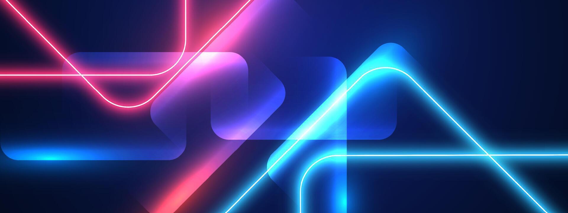 Abstract neon background with lines and shapes vector