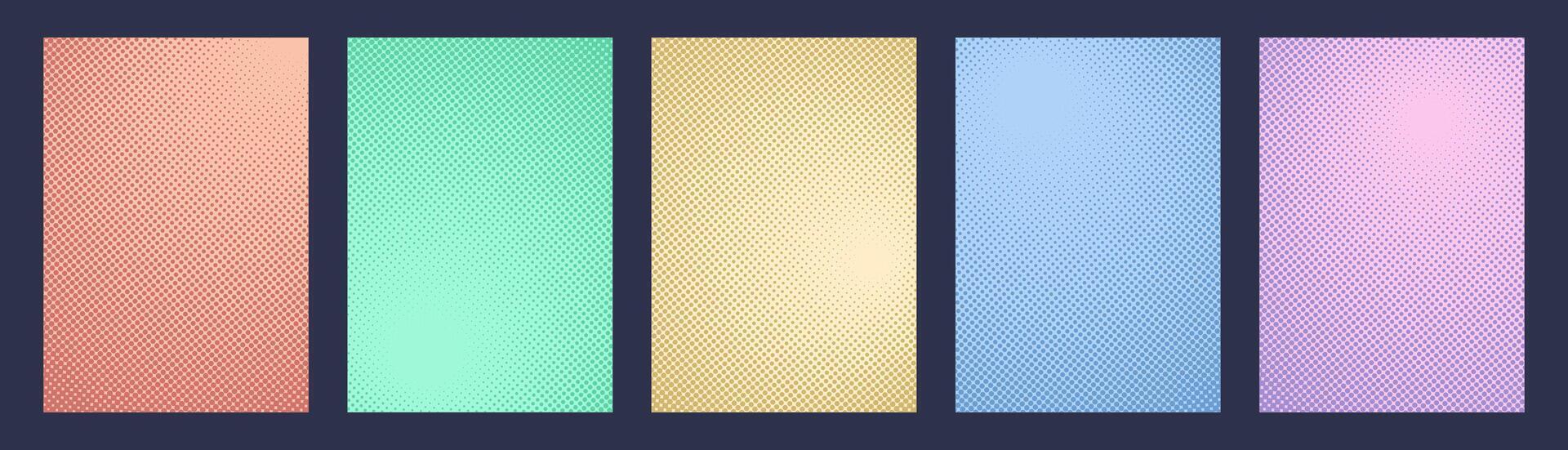 Halftone colorful backgrounds, paper backdrops for texts and designs, dotted sparse patterns for posters and graphic. illustration. vector