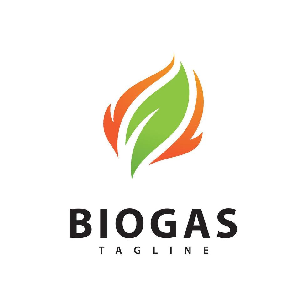 Biogas energy logo with Fire and leaf element vector