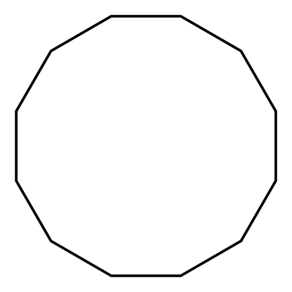 Dodecagon shape symbol, black and white silhouette illustration isolated on white background vector