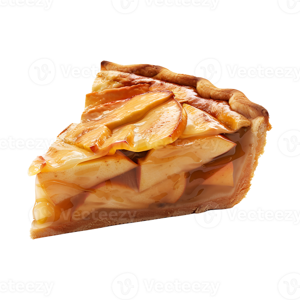 Traditional Apple Pie Slice on Clear Background png