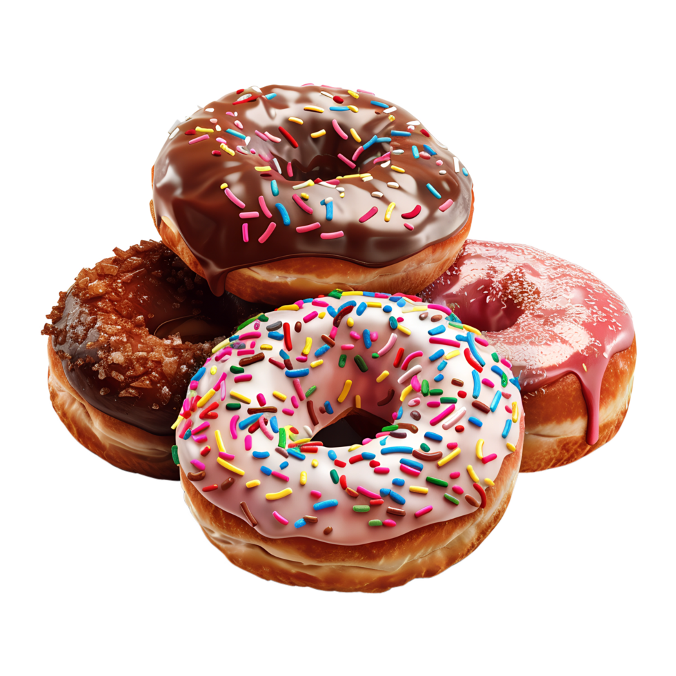 Chocolate and Sprinkle Donuts on Clear Background png