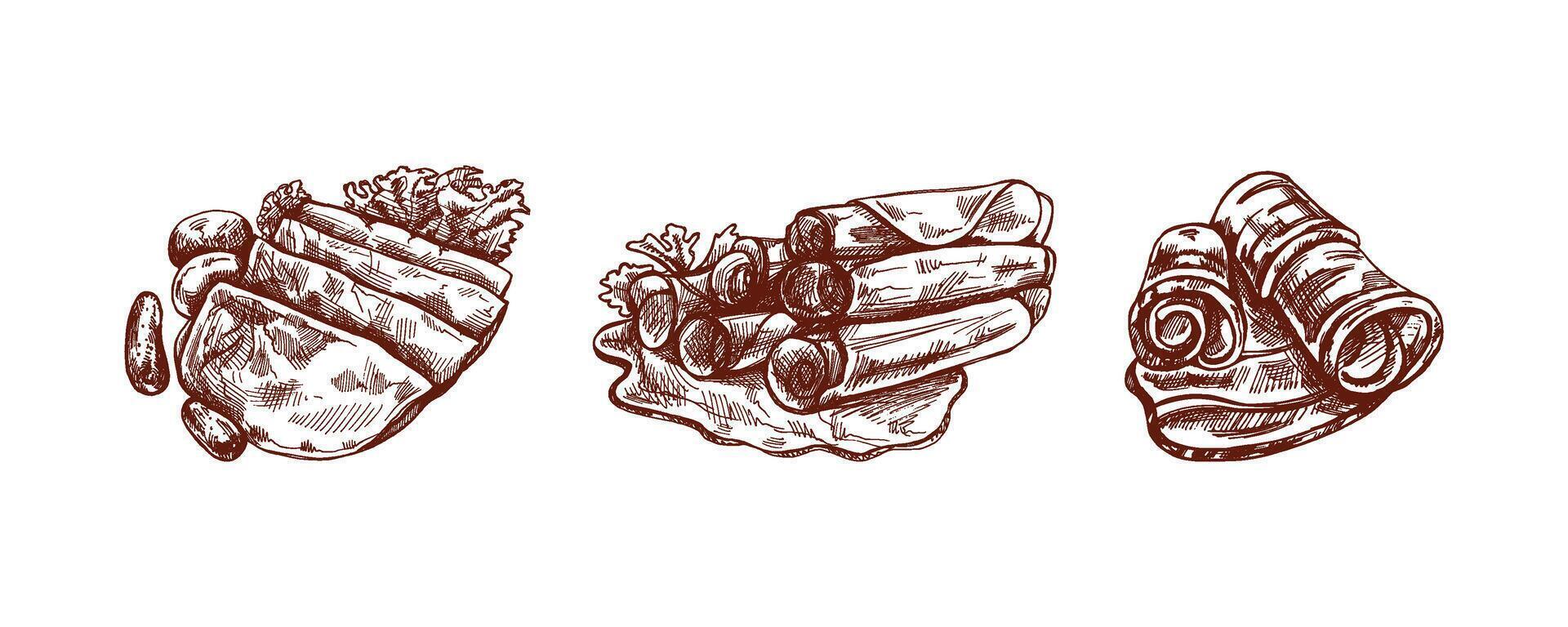 Monochrome Pork Meat Sketch. Timeless Butcher Shop Art vector