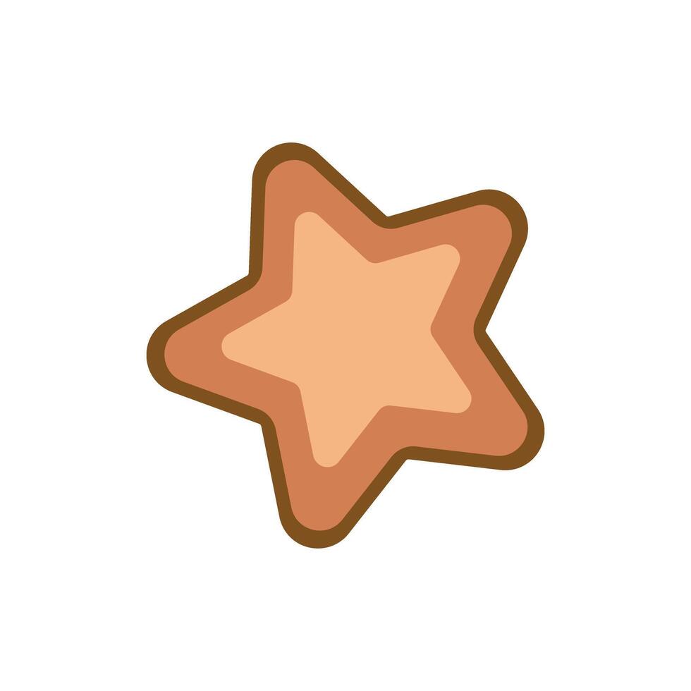Festive gingerbread snowflake cookie with icing decoration, vector
