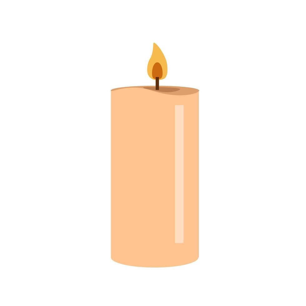 Burning candle. Halloween or Christmas drawing. vector
