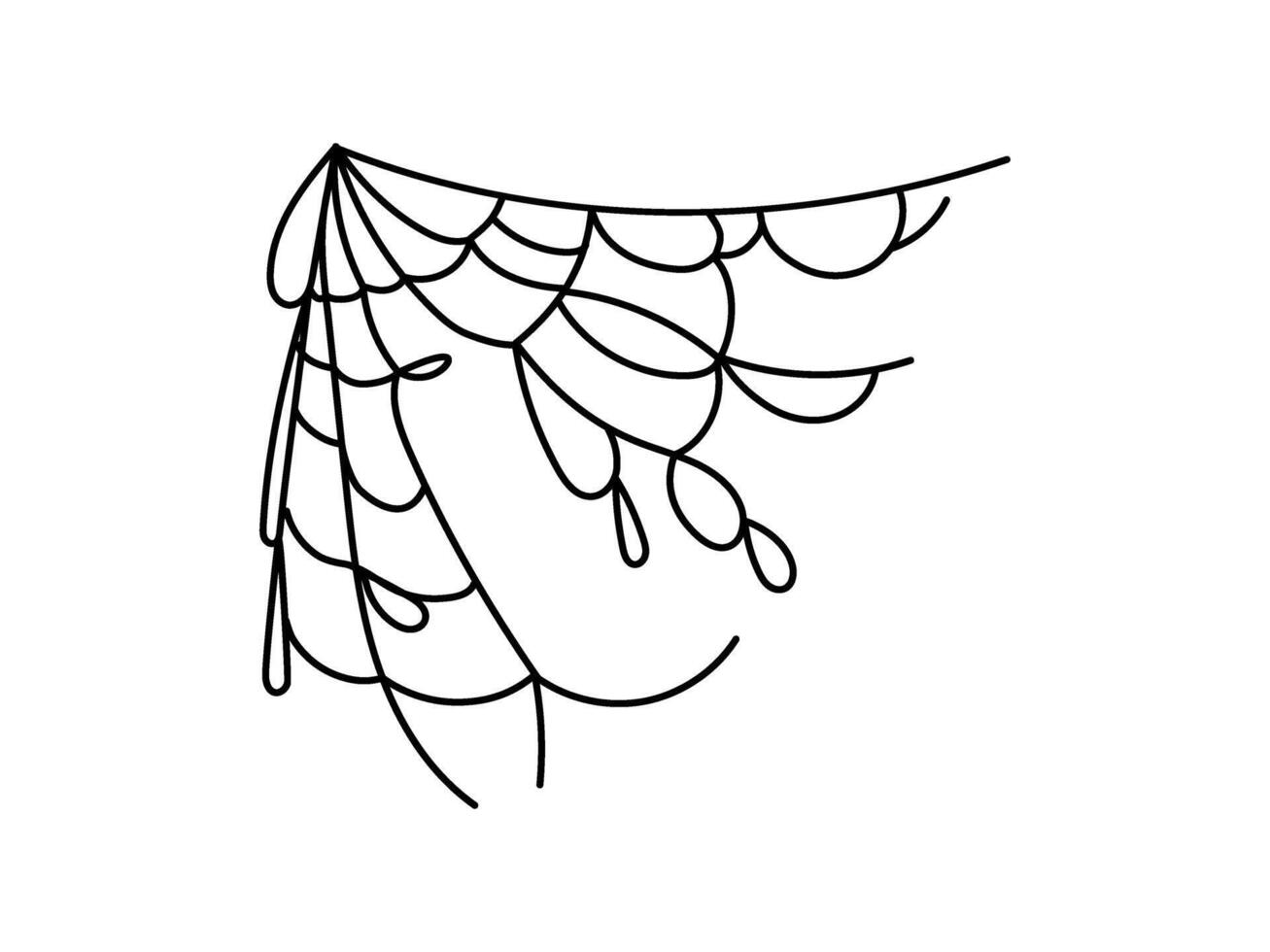 Halloween decor, spider cobweb, Doodle sketch. vector