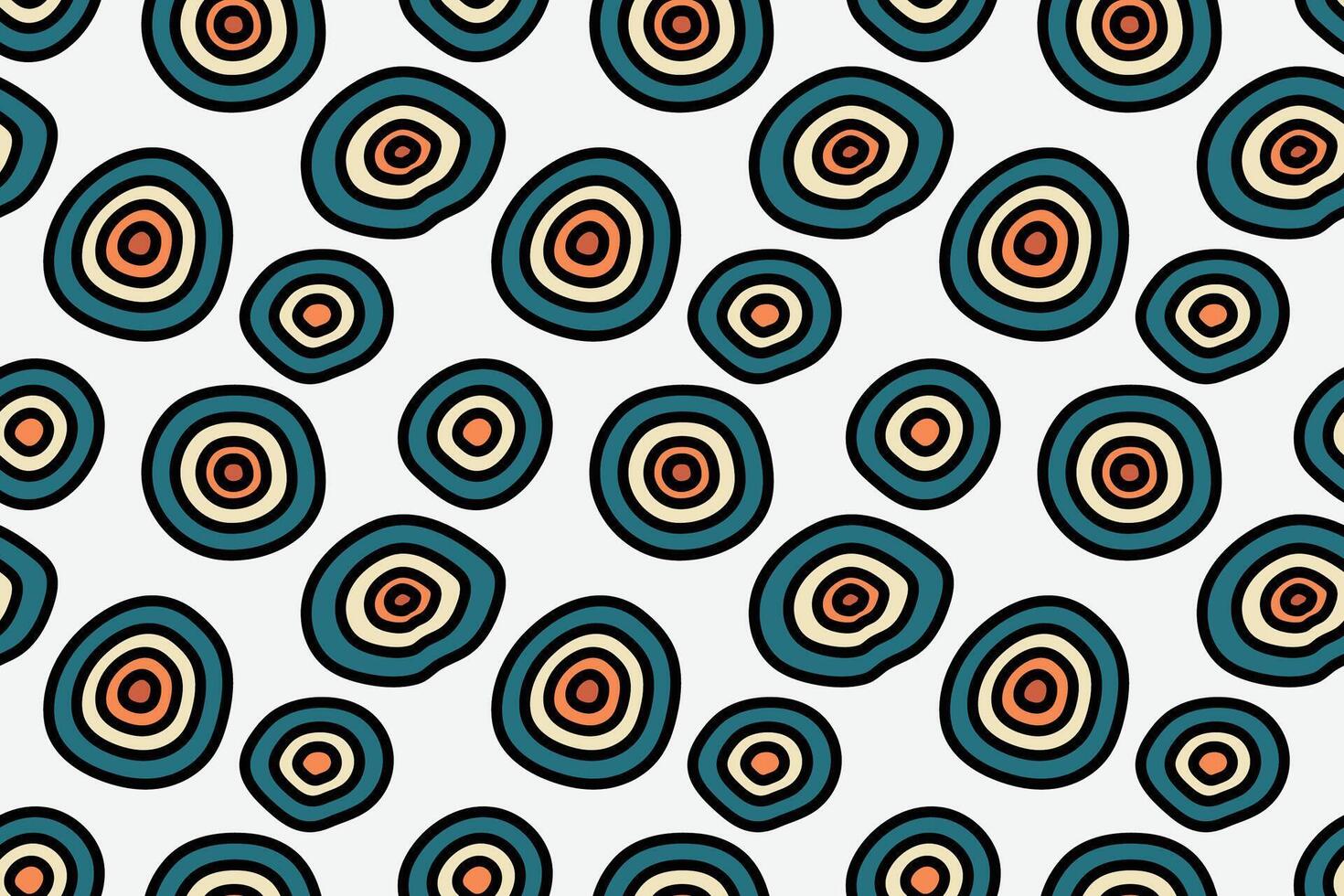 Abstract lines circles eye style seamless repeat pattern vector