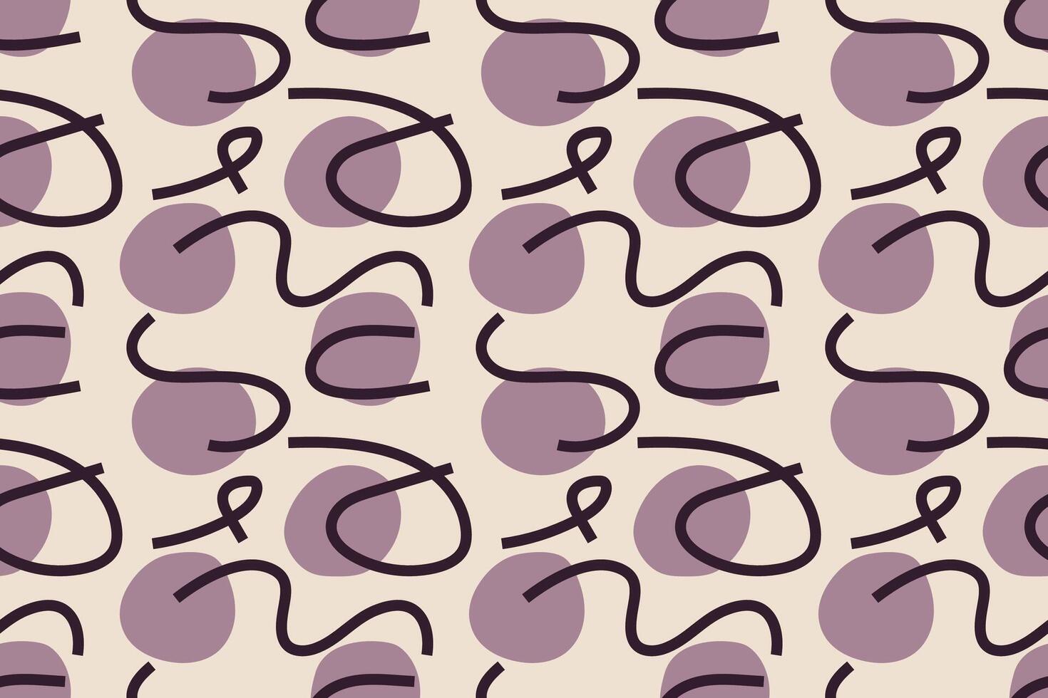 Curvy lines and circles abstract shapes seamless repeat pattern vector