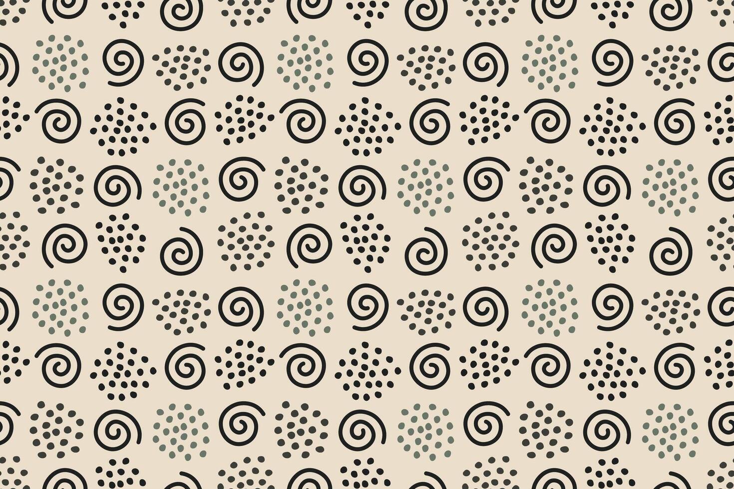 Dots and swirl lines abstract shapes seamless repeat pattern vector