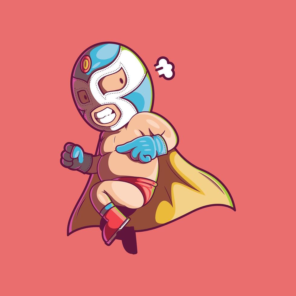 Luchador character jumping. vector