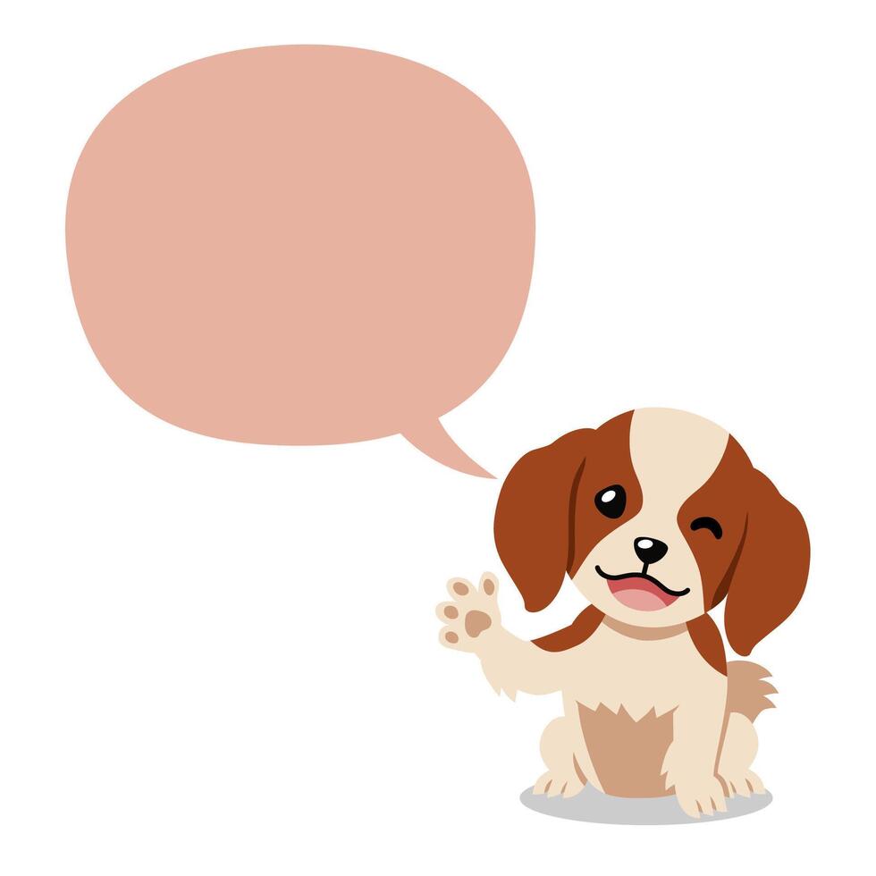 cartoon character cavalier king charles spaniel dog with speech bubble vector