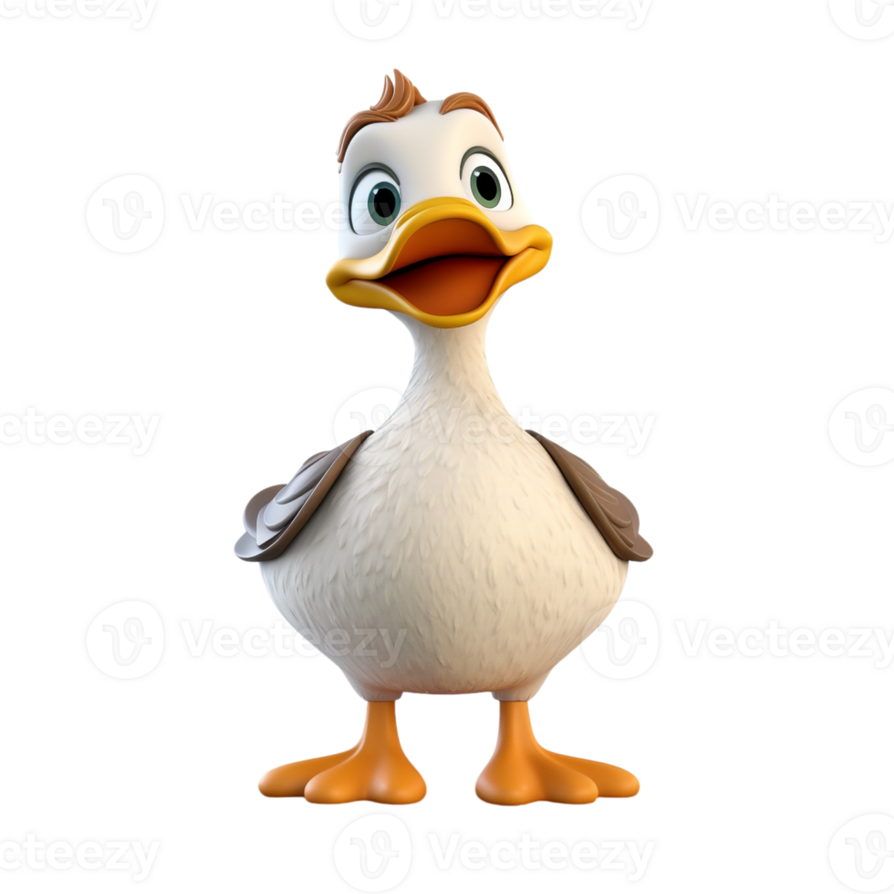 Adorable 3D Cartoon Duck Character with Playful Expressions and Details png