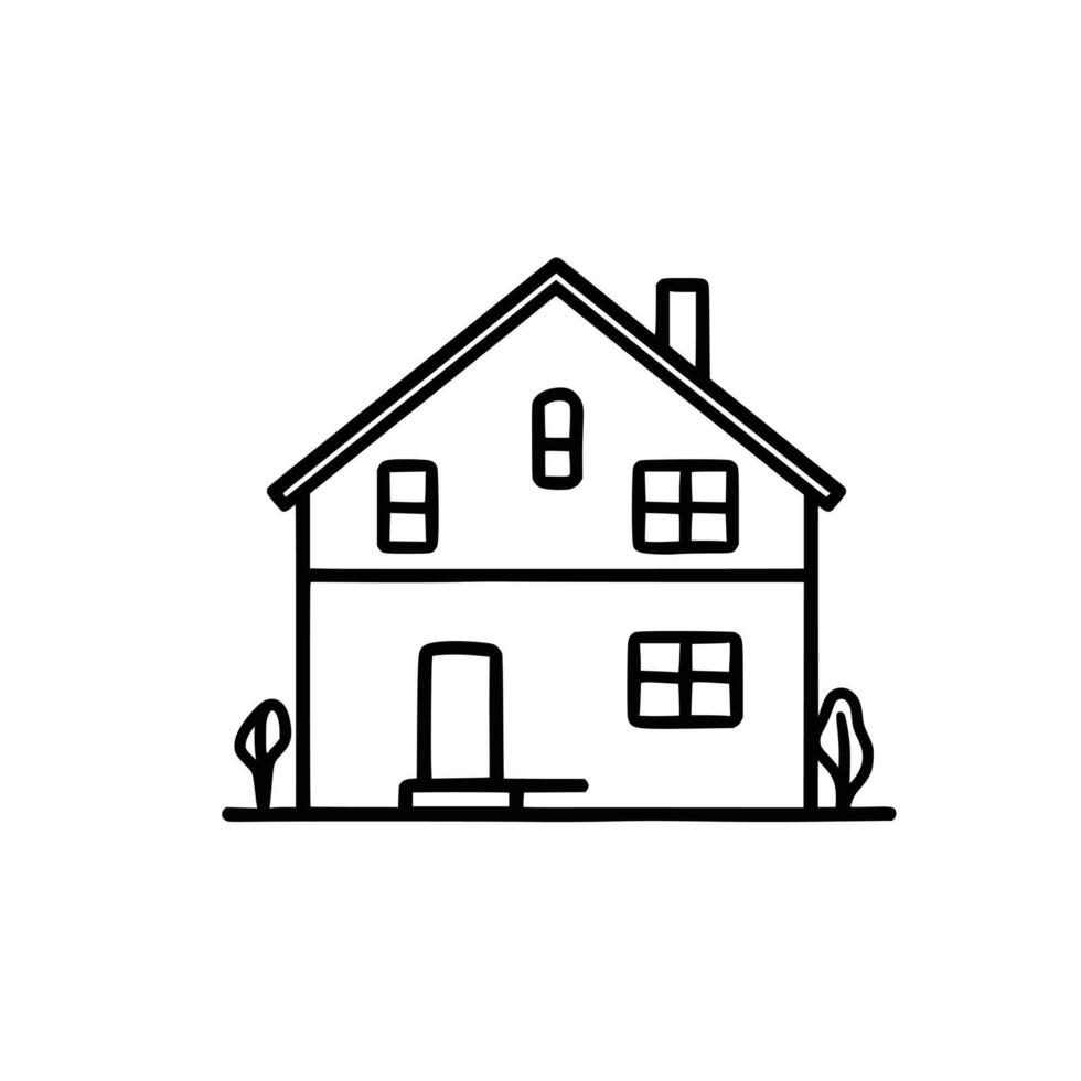 A family home drawn in a continuous line art style vector