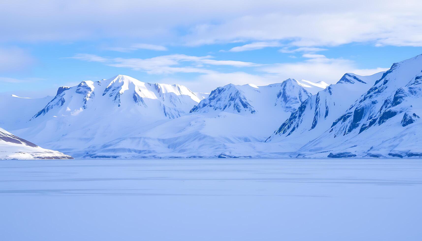 Frozen Lake in Snowy Polar Landscape photo