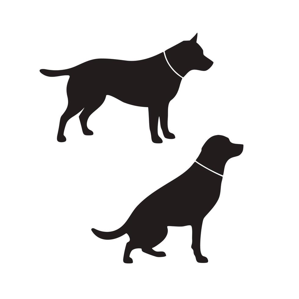 Two dog's cartoon black outline on a white background vector