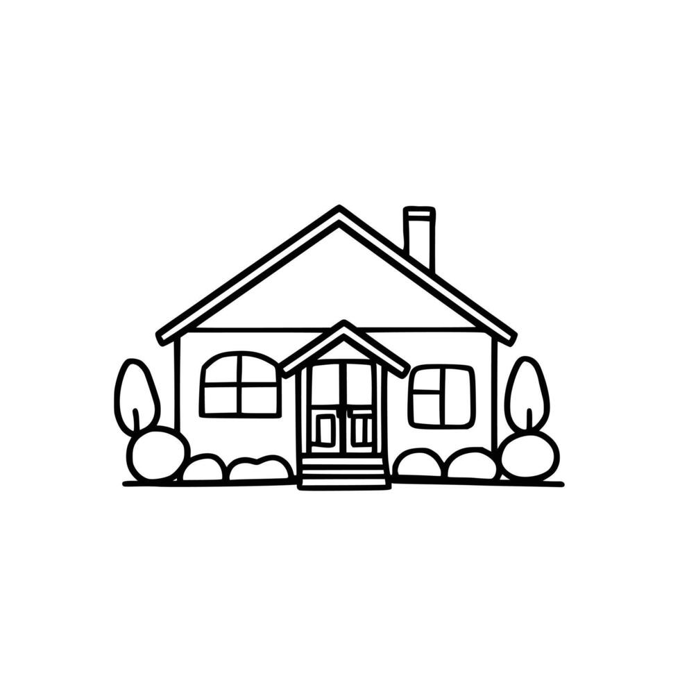 Continuous line art draw of a family home vector