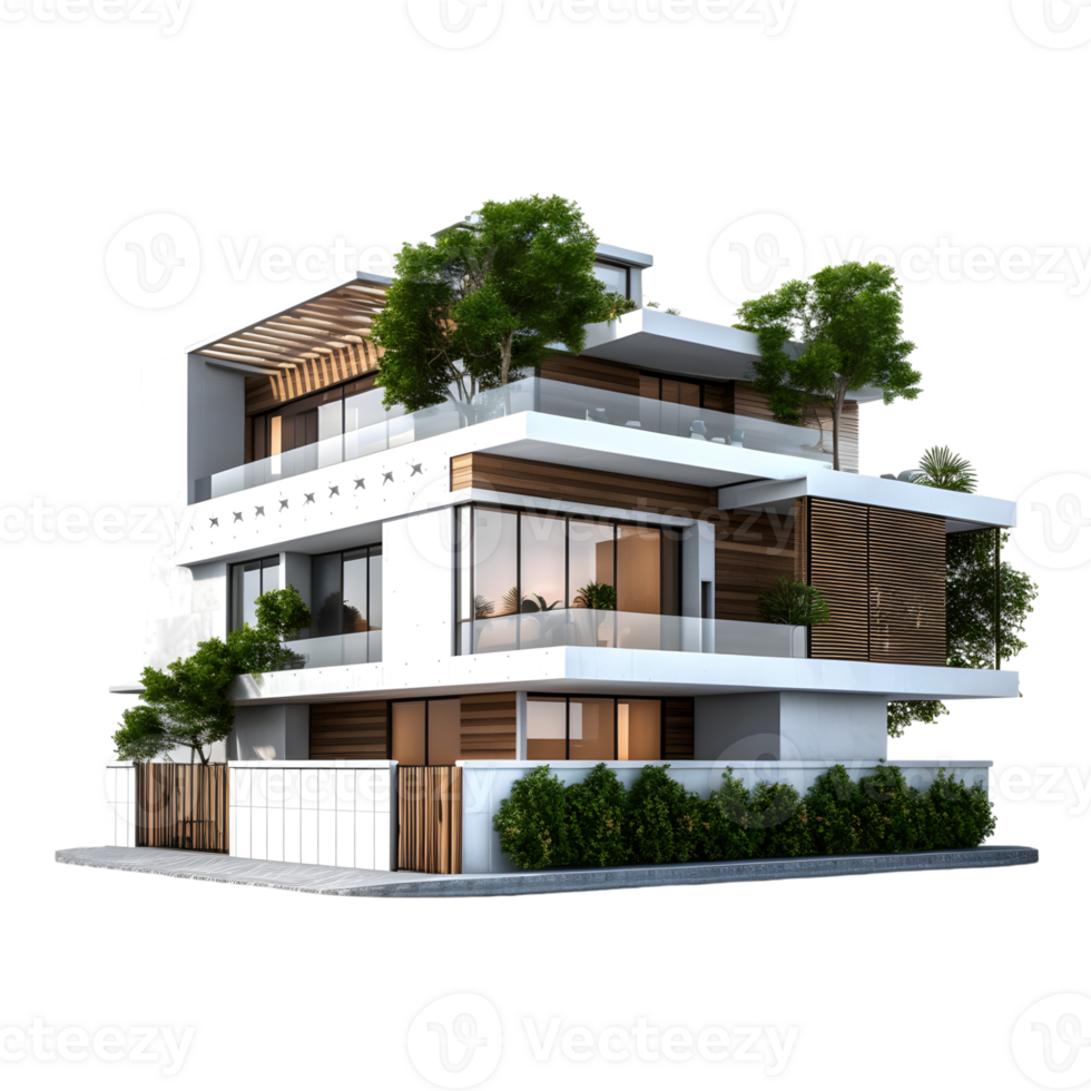 Modern Apartment Block Isolated Against Background for Graphic Design Projects png