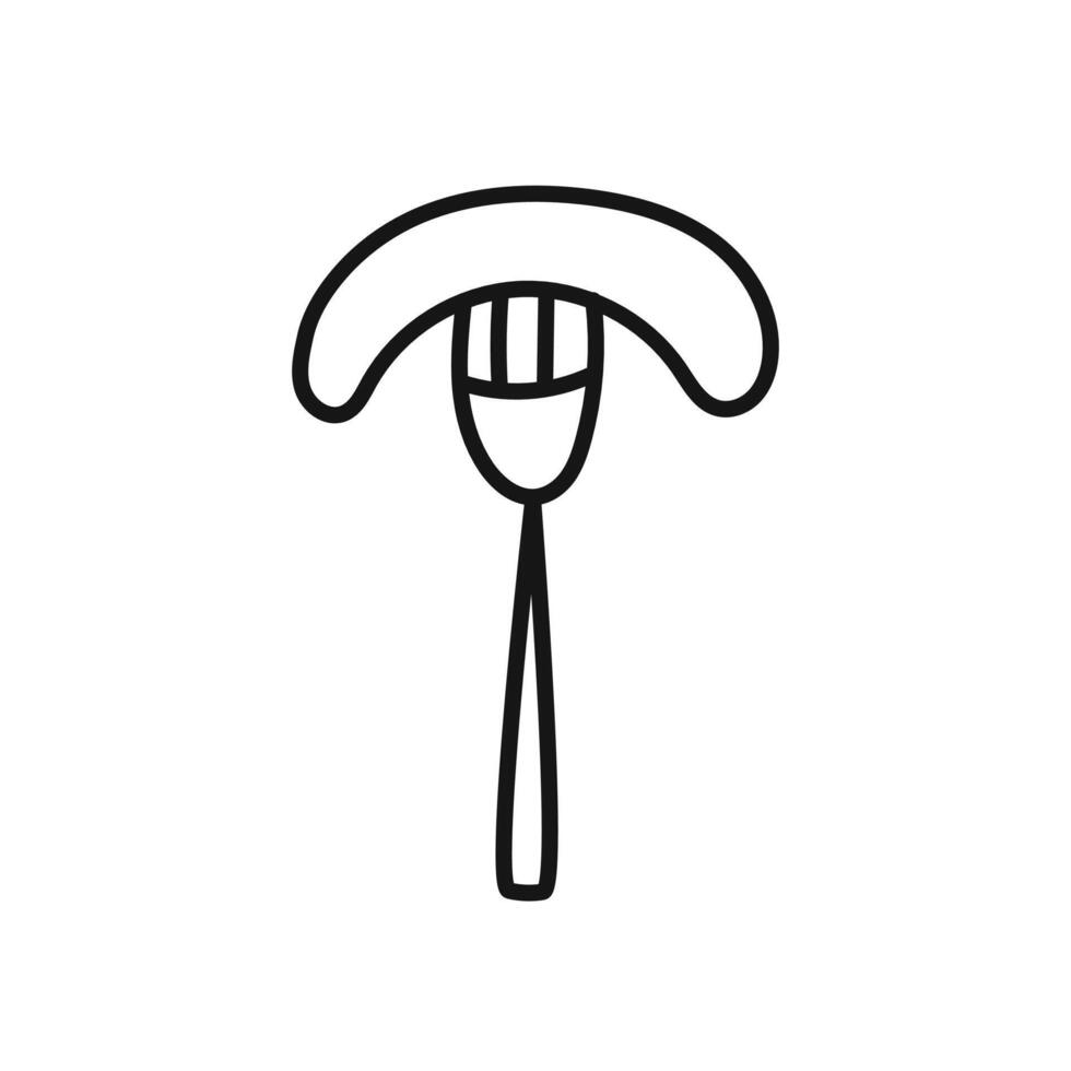 Sausage On A Fork Doodle Icon vector