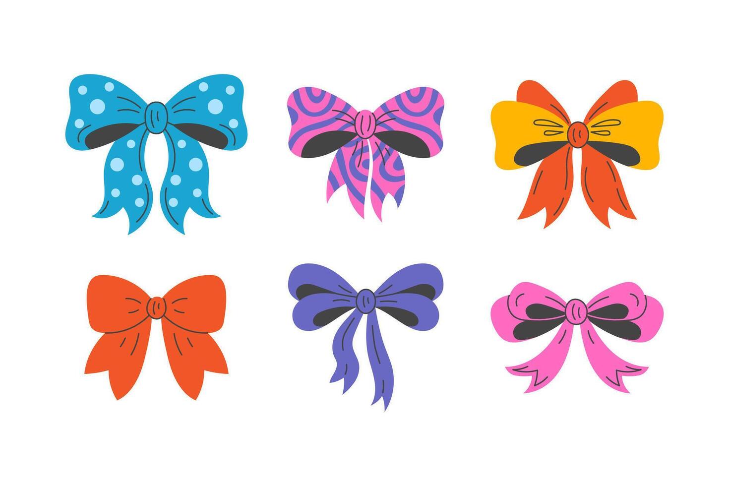 Festive Tied Bows Set vector