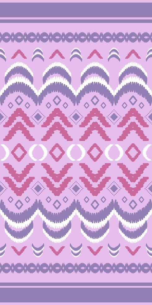 Ethnic Tribal Texture Purple Background. White Violet Maroon Mangosteen Color in Traditional Native. Chevron Embroidery Curve and Triangle Stripe Border Decoration for Silk, Fabric, Apparel, Fashion vector