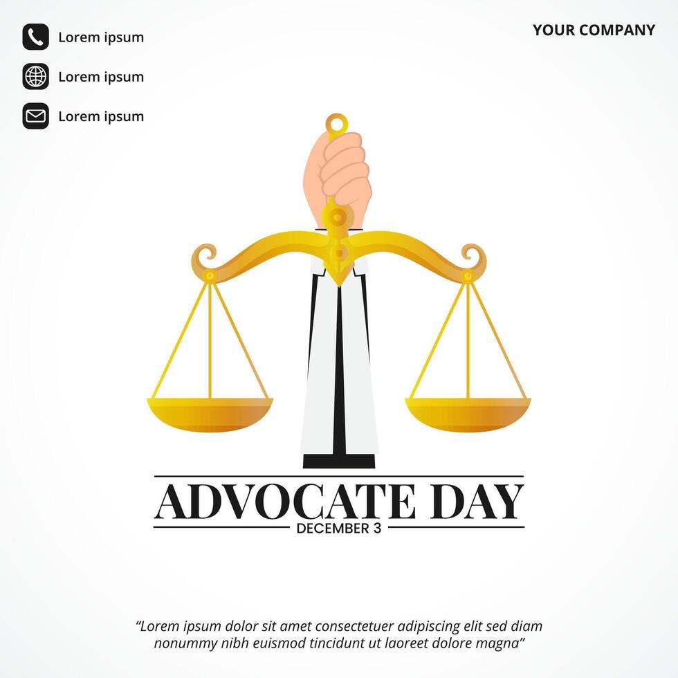 Advocate Day with an advocate hand holding a scale vector