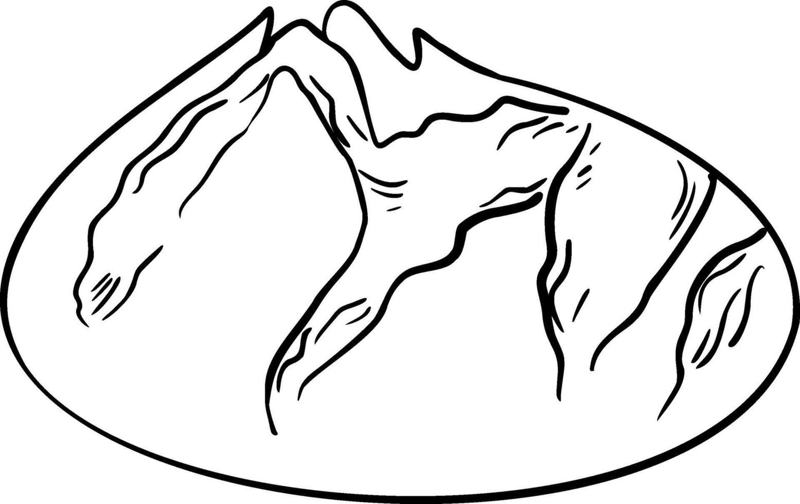 Rustic rye round bread black white illustration isolated. Sourdough rye boule bread hand drawn by ink monochrome sketch. Pumpernickel bread side view for bakeshop, packaging paper, bakery. vector