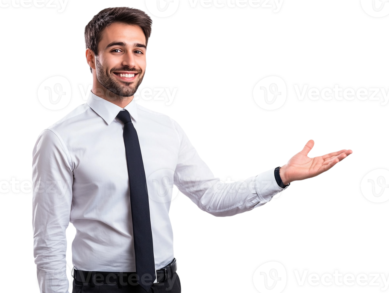 A man in a shirt and tie is holding something png