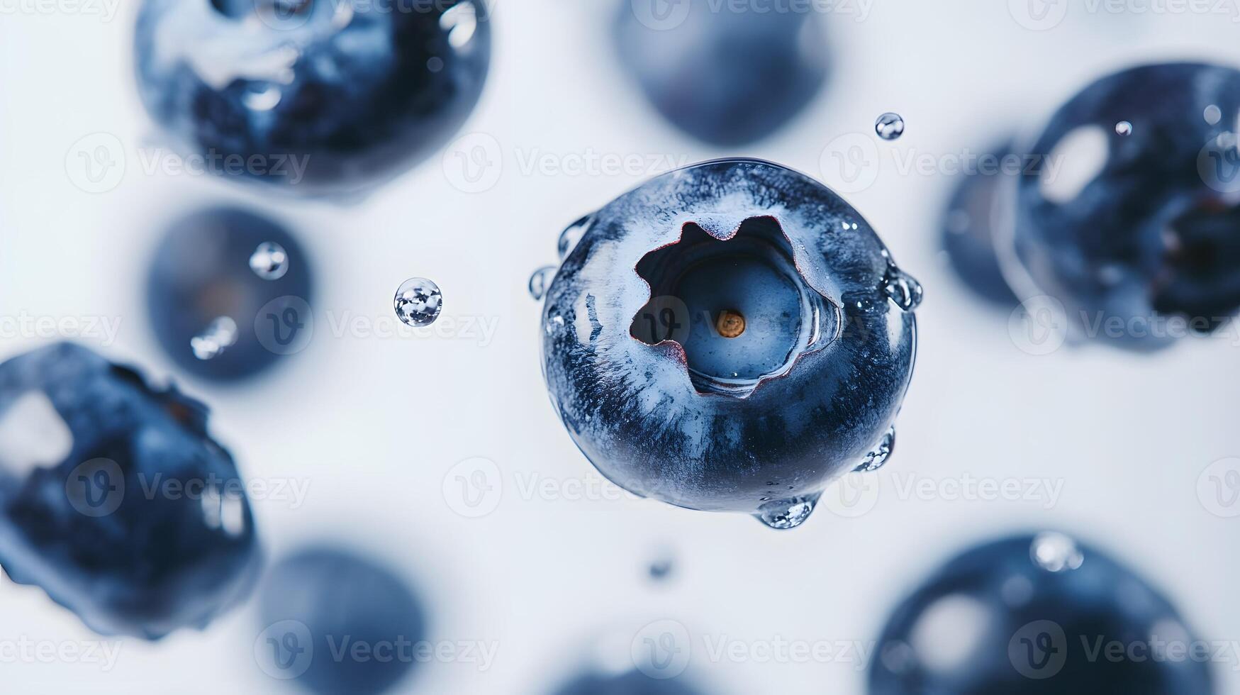 A cluster of fresh, juicy blueberries displayed on a white background, highlighting their vibrant blue color and natural texture, perfect for healthy food themes. photo