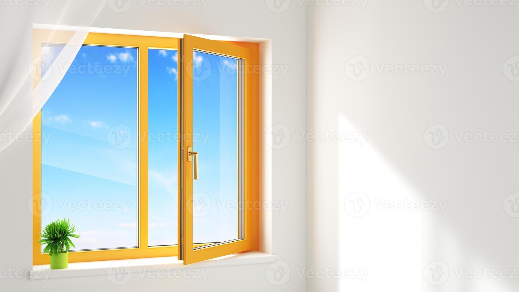 Orange plastic balcony door with a window 3 photo
