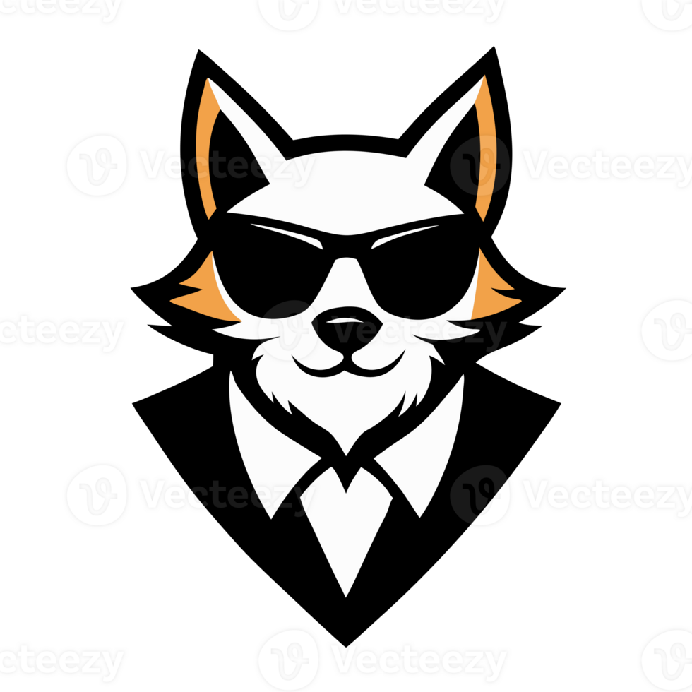 Wolf barbershop logo, stylized wolf with sunglasses, edgy png