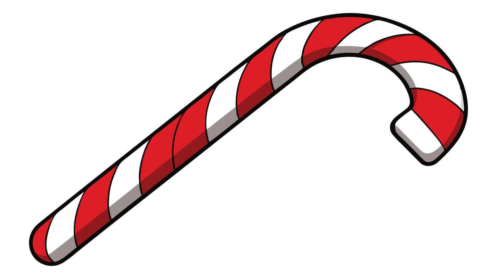A colorful candy cane with red and white stripes, commonly associated with festive celebrations, Christmas decorations, and seasonal treats enjoyed during wintertime festivities vector