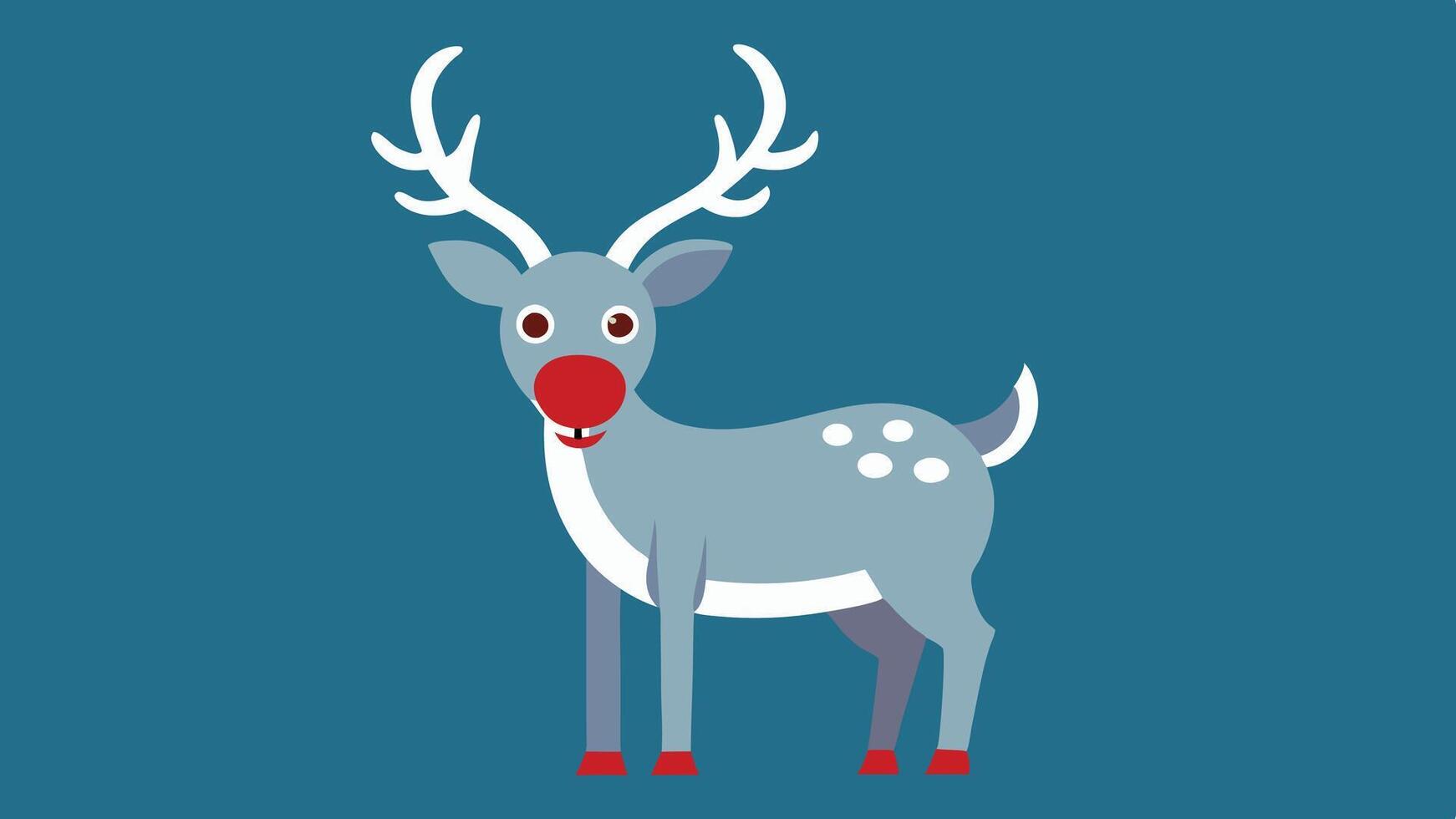 A cheerful cartoon reindeer standing on a white background, showcasing its bright eyes and playful demeanor, perfect for festive themes and holiday decorations vector
