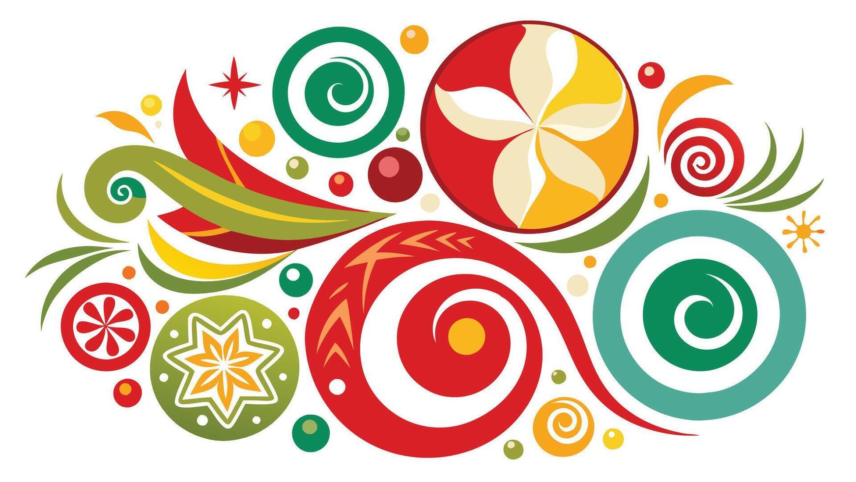 Colorful holiday ornaments with swirls and patterns displayed together in a vibrant festive arrangement, perfect for adding cheer to any seasonal celebration vector