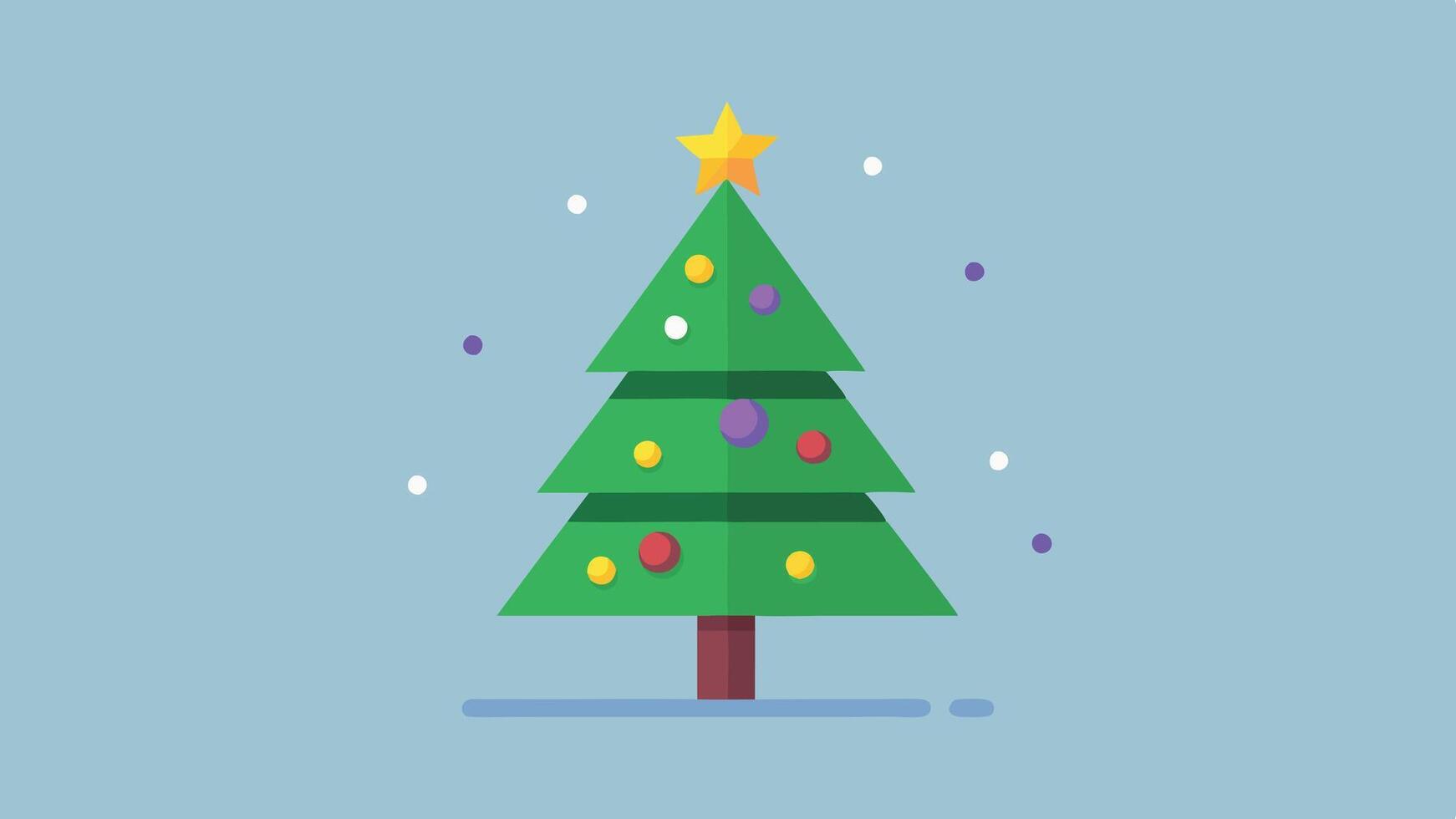A colorful cartoon Christmas tree adorned with ornaments and a star on top, set against a simple light purple background, capturing the festive spirit of the holiday season vector