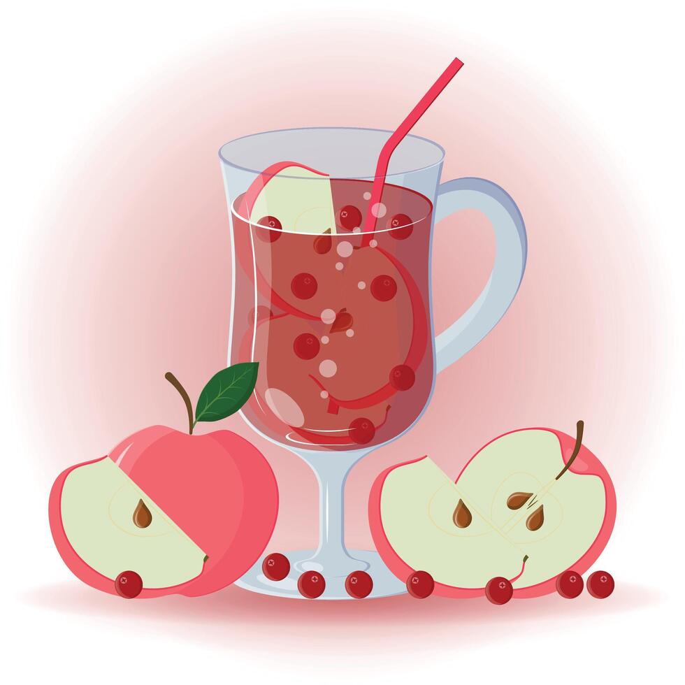 Red apple and cranberry compote vector
