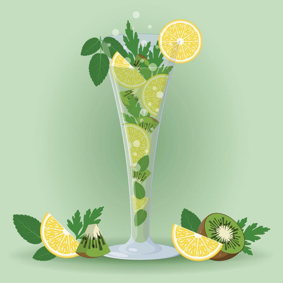 Non-alcoholic green cocktail vector