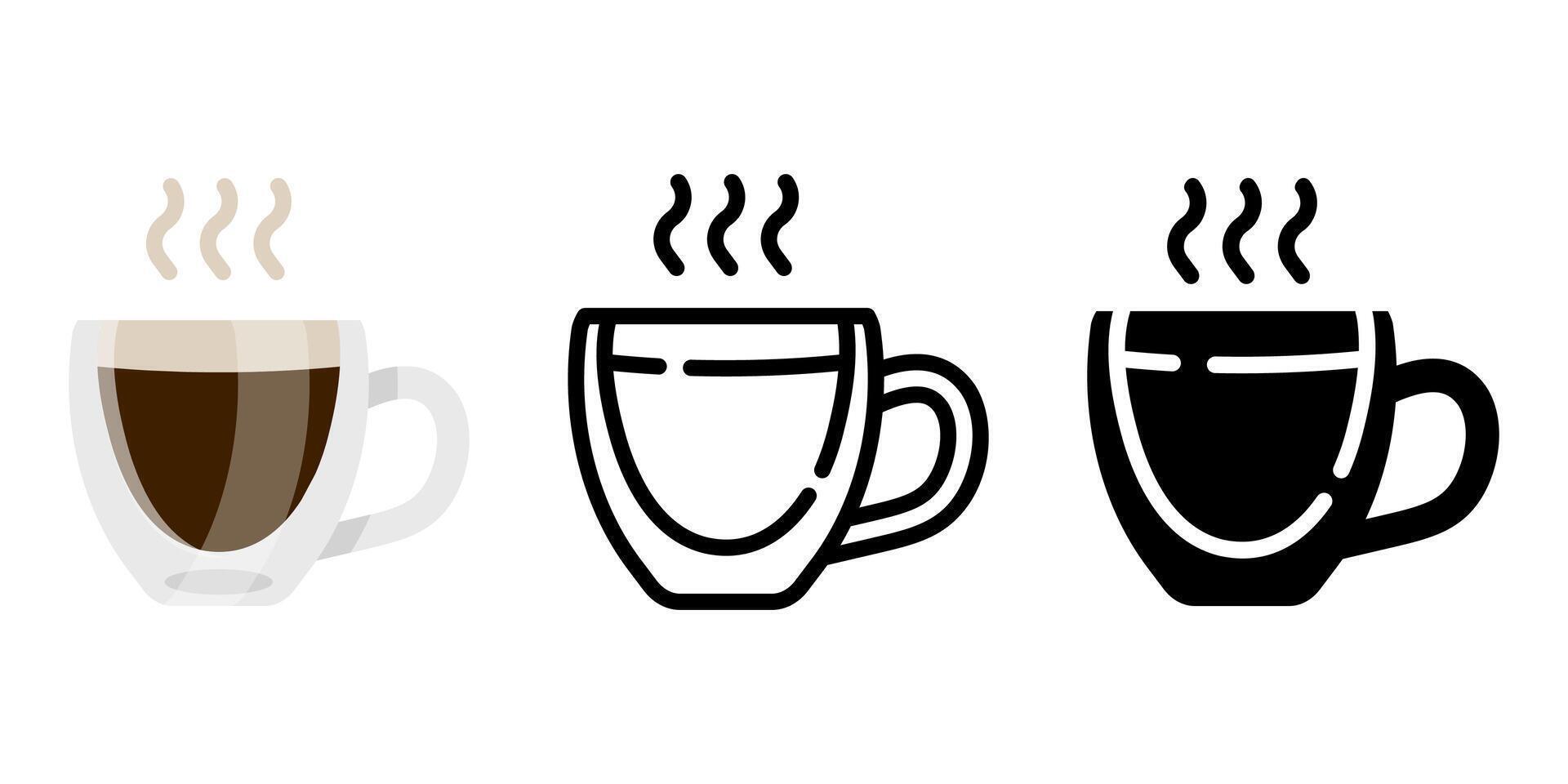 Espresso mug color icon. Caffeine sign. Cup of hot coffee symbol. Black coffee illustration. Beverage pictogram. vector