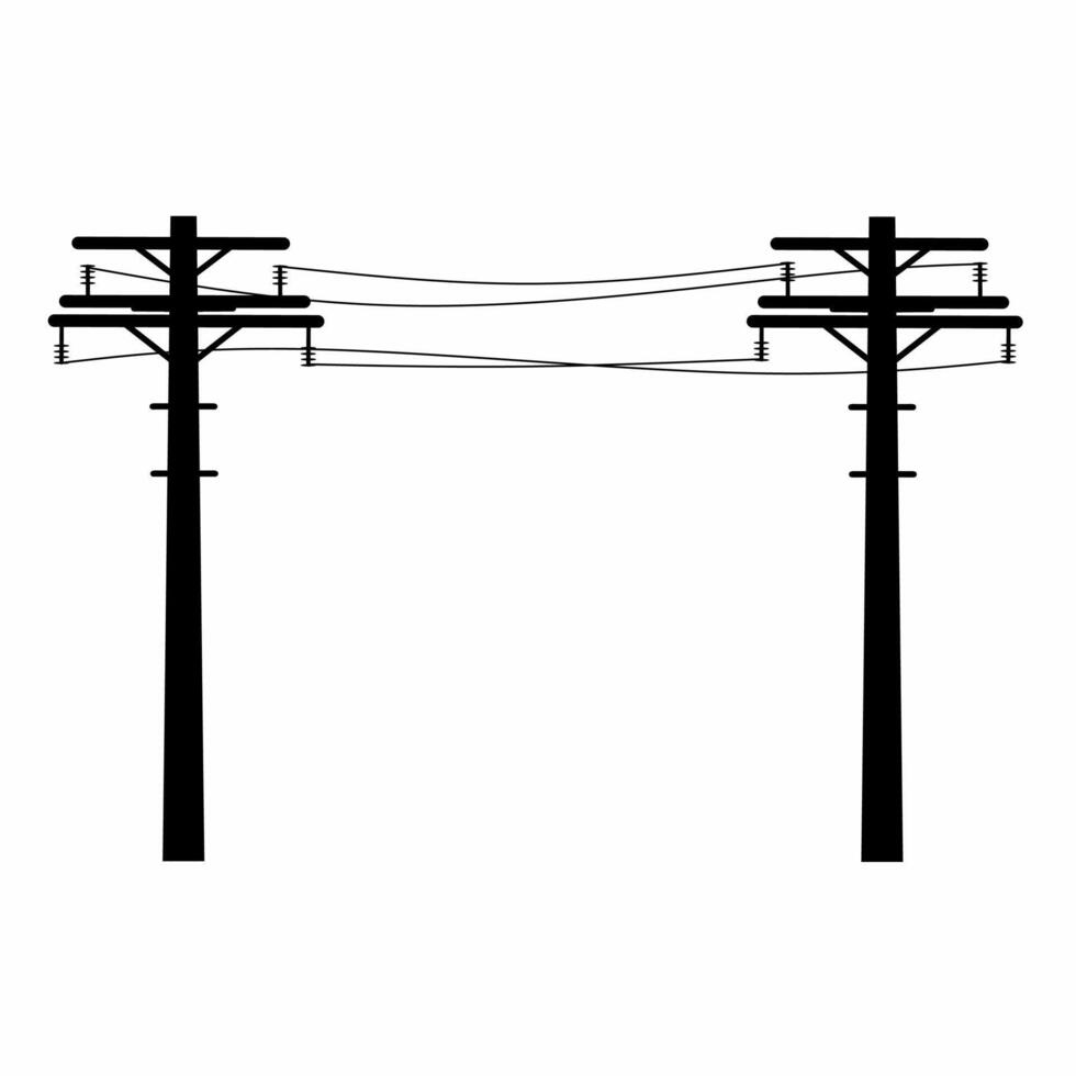 High voltage electricity pole . Channels with cables on white background. Suitable for electric power symbols and warning logos against electric shock vector