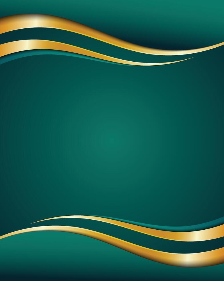Elegant blank background with green and gold gradient curved borders vector