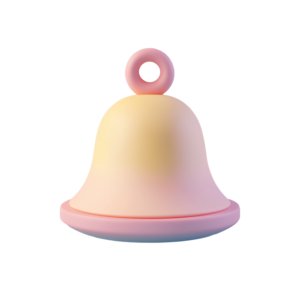christmas bell 3D style cartoon, icon, with isolated transparent background png