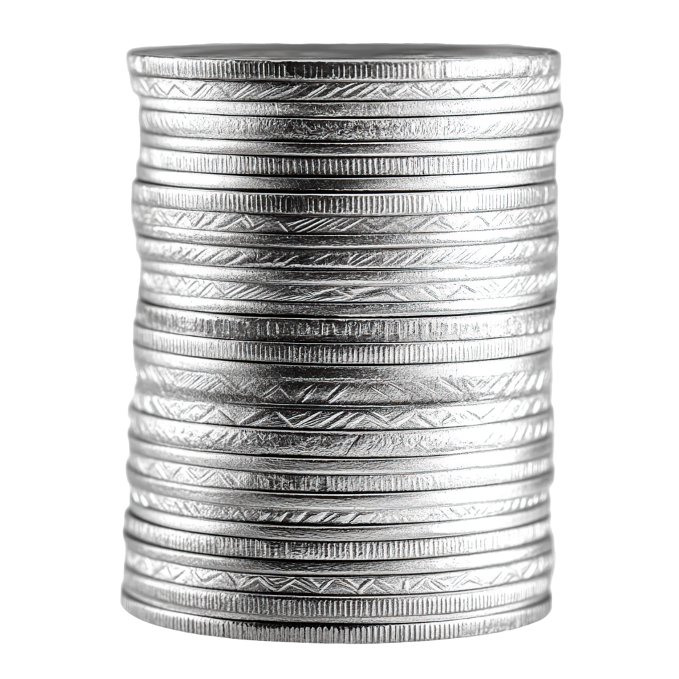 a bundle of gold and silver coins on transaprent background png