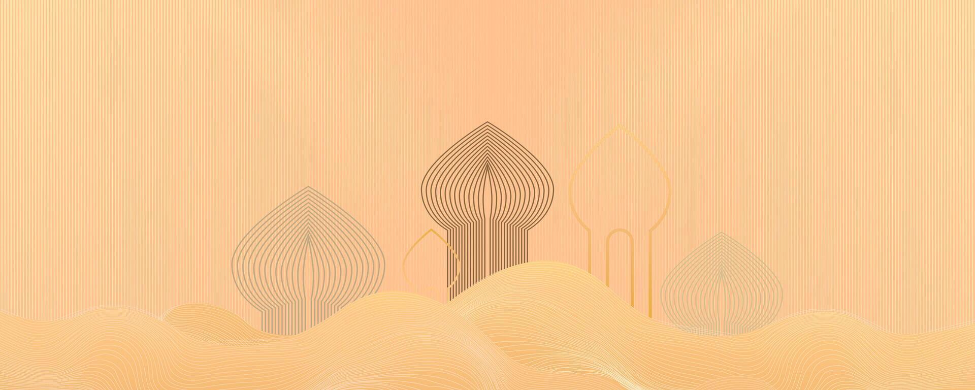 islamic illustration of an abstract background with mosquw in the desert. vector