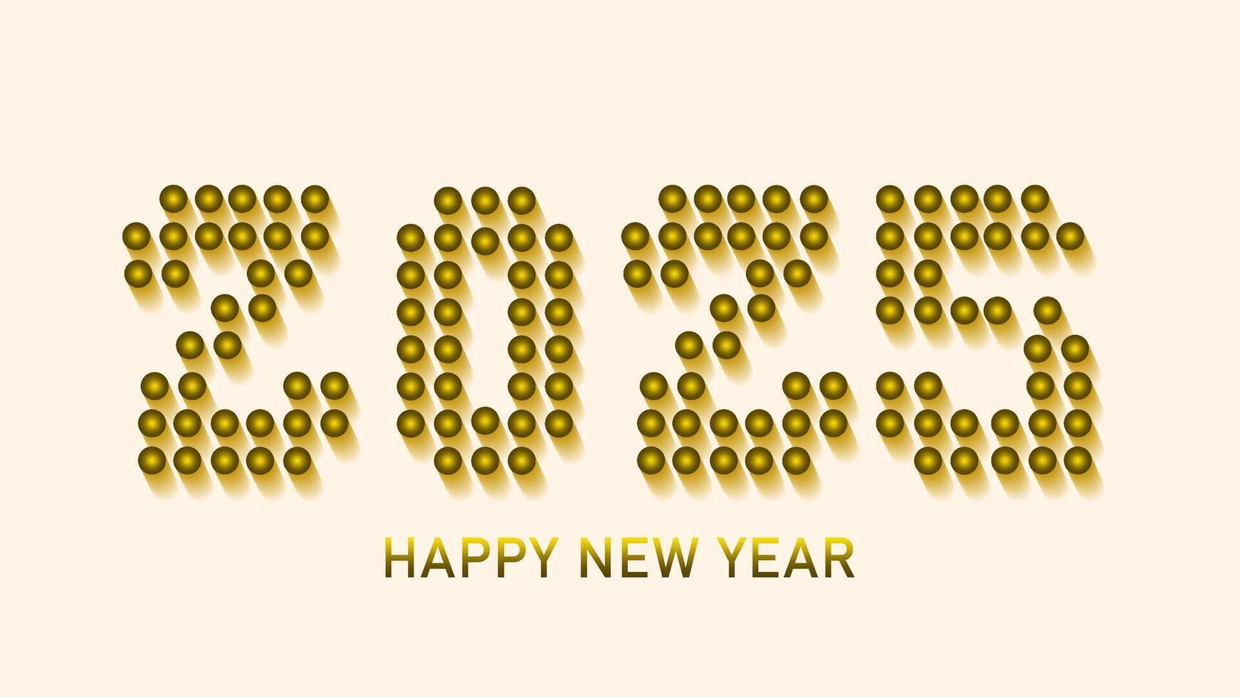new year 2025 dot gold effect . illustration vector