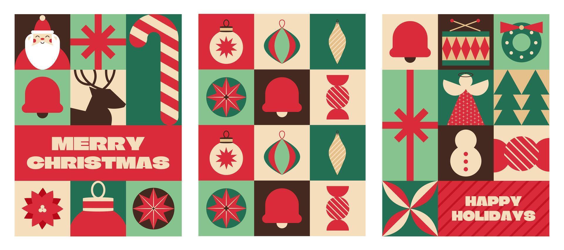 Retro Christmas Card Design Set vector
