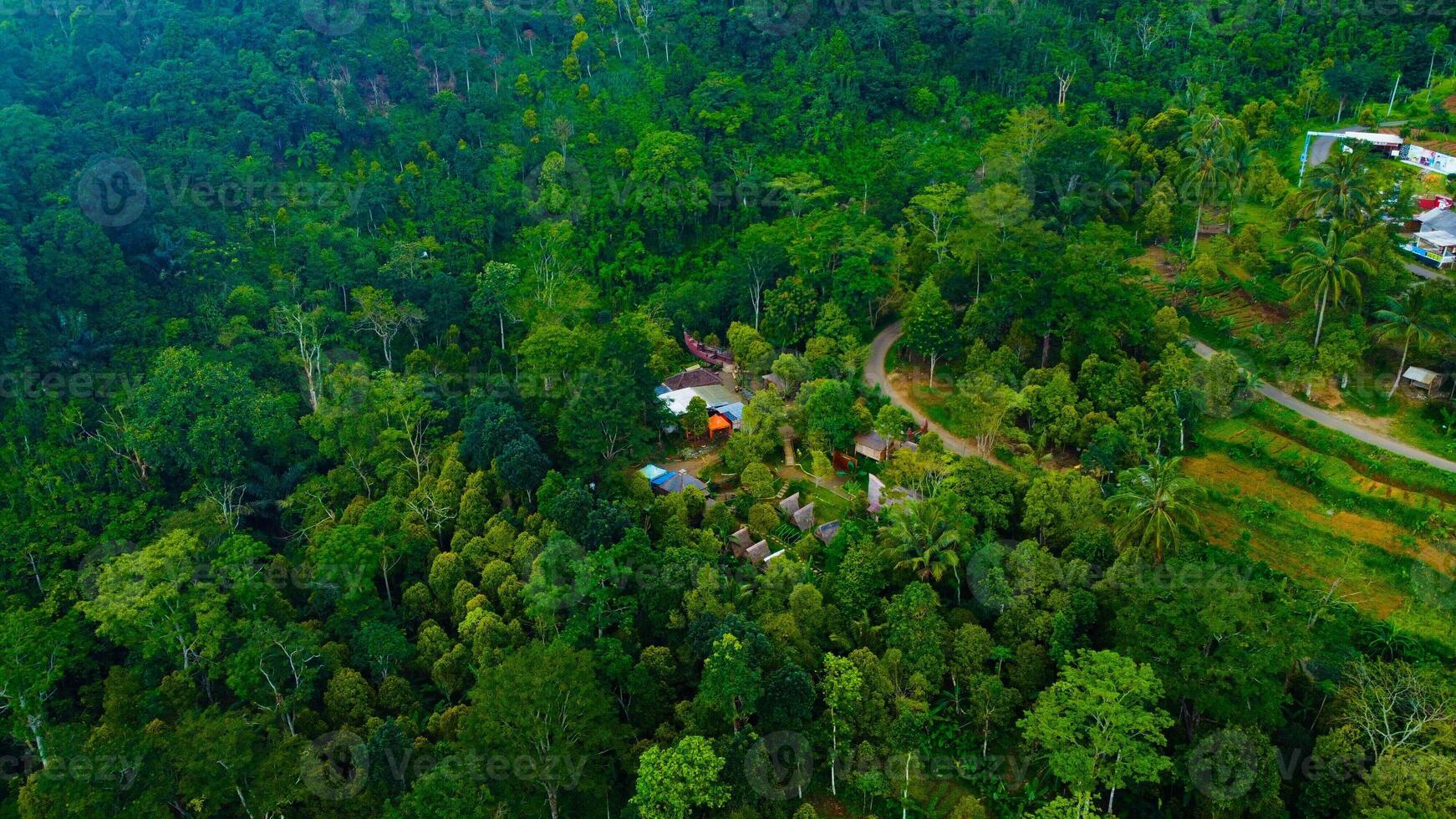 In Pandeglang, Banten, a charming village nestles at the foot of Mount Pandeglang, forming a picturesque triangle. photo