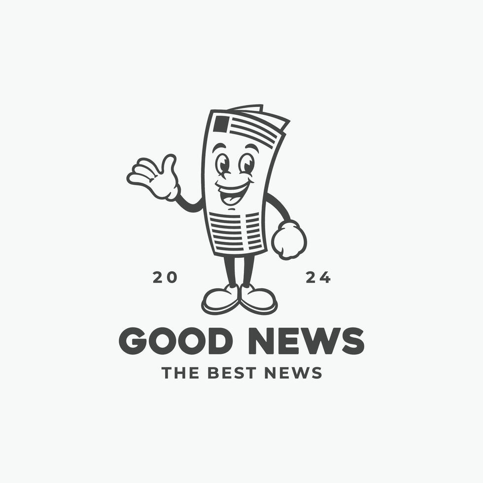 News paper retro cartoon character vector