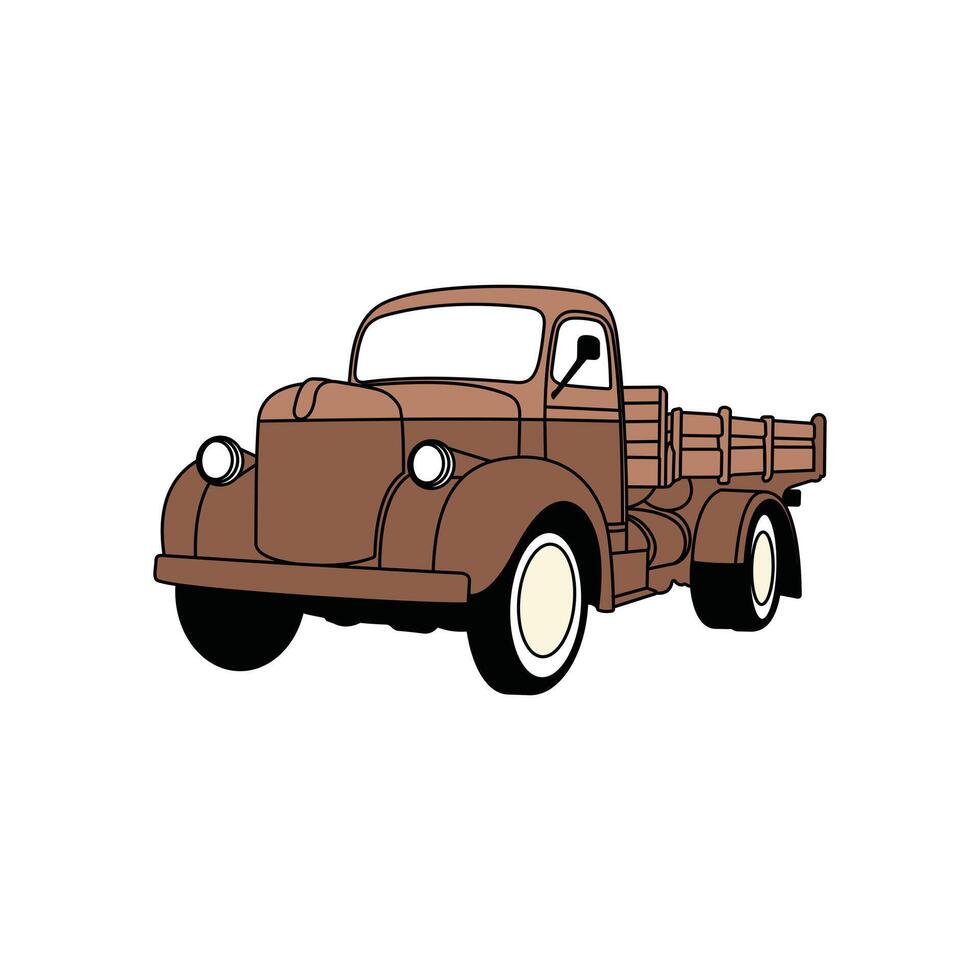 Old Truck illustration design template Vehicle Transportation Isolated on white background, suitable for your design vector