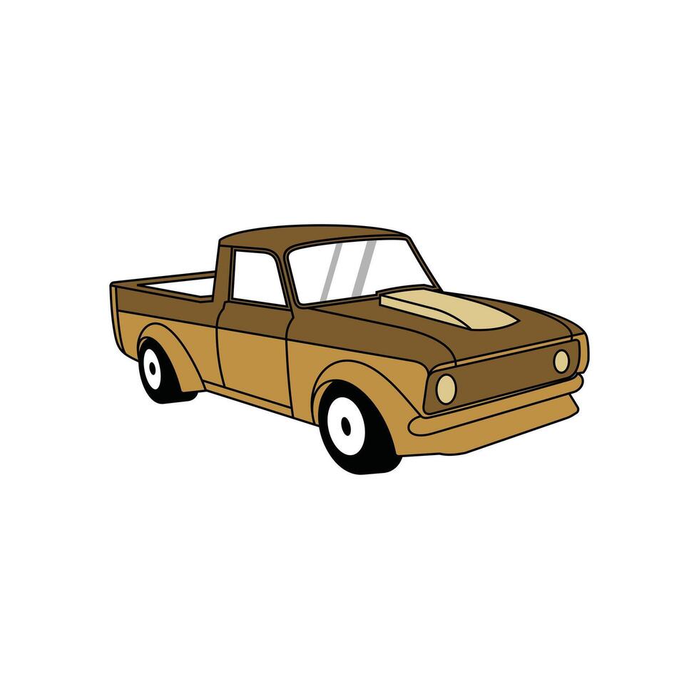 Old Pick up Truck illustration, Vehicle Transportation Isolated on white background, suitable for your design vector